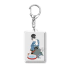 keeeeeep smilingの猫と金魚 Acrylic Key Chain