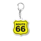 アロハスタイルハワイのU.S. Route 66  ルート66　イエロー アクリルキーホルダー