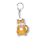 Torafare(yamachaYuka)のコーヒーと虎さん(背景無) Acrylic Key Chain