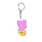 nyandaful storeのコップ入り招き猫（ピンク） Acrylic Key Chain