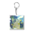 『星月夜の猫』（安財ちずかのイラストグッズONLINE SHOP）の星を食べるネコ Acrylic Key Chain