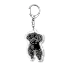 BLACK-POODLEのコミック風 ブラックトイプードル Acrylic Key Chain