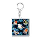 NORIMA'S SHOP の落ち葉のコラージュとかわいい野鳥たち Acrylic Key Chain