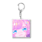 ぽぽろ🦇のピンクと水色のキラキラ女の子 Acrylic Key Chain