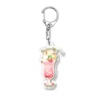 Cafe &Gallery喫茶のり福のクリームソーダ猫　＃２イチゴ Acrylic Key Chain