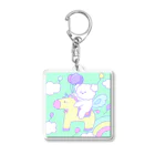 ふわふわポメラニアンちゃんのふわふわユニコーンちゃん Acrylic Key Chain