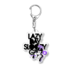 loveclonesのLAZY DAY SLOOPY GIRL 0574 ブラックフーディー女子 エロポップ ロゴ Acrylic Key Chain