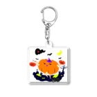 猫舌と肉球のかぼちゃの提灯をもつかぼちゃ Acrylic Key Chain