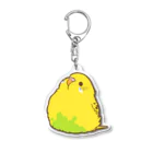 one-naacoの丸いもふ鳥。(セキセイインコ (黄ハルクイン(白+紫チーク) アクリルキーホルダー