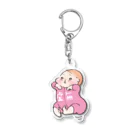 reco baby shop 可愛い赤ちゃんをつくるショップのぐいーんって持ち上げられている赤ちゃん【ピンク】 Acrylic Key Chain