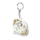 卯月まめのもふもふイラスト屋さんの【No.1】I LOVE JAVA SPARROW（ごま塩柄） Acrylic Key Chain