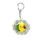 mariechan_koboの030 ナナイロメキシコインコ オレンジ小花のリース Acrylic Key Chain