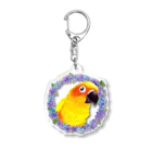 mariechan_koboの019 コガネメキシコインコ③ 紫陽花リース アクリルキーホルダー