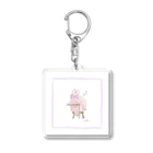 めだか イラストのおねむうさぎ(ぴんく) Acrylic Key Chain