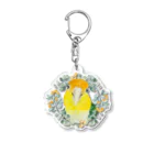 mariechan_koboの031 シロハラインコ オレンジ小花のリース Acrylic Key Chain