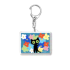 Kaolillyのお店のKaolillyのクロネコと花 Acrylic Key Chain