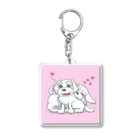 チキン南蛮のオリジナルグッズ売り場のチキン南蛮のシュナを癒すシュナ(ピンク背景) Acrylic Key Chain