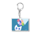 Kaolillyのお店のKaolilly のシロネコと花束 Acrylic Key Chain