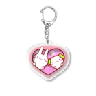 グッズショップKAZUのピンクの縁付き3D風ハートけあうさ Acrylic Key Chain