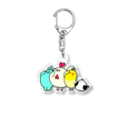 ゆうの部屋ルールルルルルルールルの鬼ｳｻとしまやんとおかめちゃんとにわさん Acrylic Key Chain