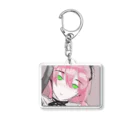 ねんねのピンク髪の女性 Acrylic Key Chain