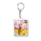 うさぎのうみちゃんねるショップのお花見うさぎ-うさぎのうみ Acrylic Key Chain