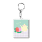 日々花々のチューリップ×ティーカップ Acrylic Key Chain