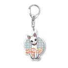 BATKEI ARTのCute White Cat Misty Acrylic Key Chain