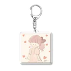 ゆう イラストレーターのピンク髪 ポニーテール女の子 Acrylic Key Chain