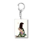 kukuri1957のお店の草子さん・黒地に鶴 Acrylic Key Chain