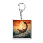 クジラレモンの夕焼けとクジラ Acrylic Key Chain