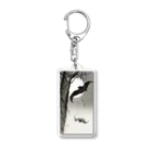 MUGEN ARTの小原古邨　月に蝙蝠（コウモリ）Ohara Koson / Bats under the full moon Acrylic Key Chain