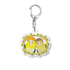 mariechan_koboの034 シロハラインコpairs ミモザのリース Acrylic Key Chain