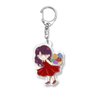 まなclarinetの虹色の花束を持つ女の子 Acrylic Key Chain