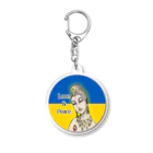 諭苑のSUZURI店のLove＆Peace観世音菩薩ウクライナ国旗背景 Acrylic Key Chain