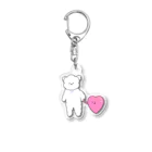 ふわふわポメラニアンちゃんのふわふわハート手つなぎちゃん Acrylic Key Chain