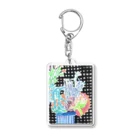 yuko maegawaのチェックの壁と花束 Acrylic Key Chain