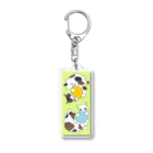 9livesworkのじゃれる子猫たち（黄緑） Acrylic Key Chain