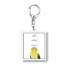 mariechan_koboの056 シロハラインコ シンプルフレーム Acrylic Key Chain