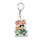 CATLESのCATLES CAR DRIVE ハチワレ猫とキジトラ猫のドライブ Acrylic Key Chain