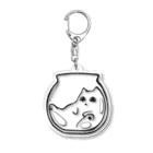 ちーのお店のガラス瓶とねこ Acrylic Key Chain