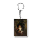 PALA's SHOP　cool、シュール、古風、和風、の子供を連れた猫、アンリエット・ロンナー、1844年 Acrylic Key Chain