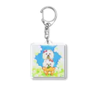 くまイラスト 春くぅの団子遊び Acrylic Key Chain