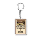 YS VINTAGE WORKSのスイス・ベルン州シュピーツのシャトーホテルの古い広告 Acrylic Key Chain