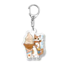 ちょぼなのショップのソフトクリーム猫 Acrylic Key Chain