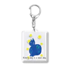 ぽぽっとツイてるのCat blue  Acrylic Key Chain