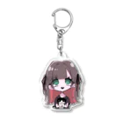 かにぴんくの女の子と猫 Acrylic Key Chain