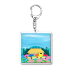 「アートとメルヘンと創作の森グッズ」の「梅雨に咲く花」ノスタルジック絵画デザイン Acrylic Key Chain