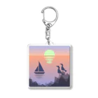 エアレーションの独り言の船と夕陽と海鳥と。 Acrylic Key Chain