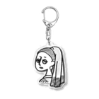 Minimumartの真珠の耳飾りの少女(モノクロ) Acrylic Key Chain